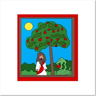 Pixel art Jesus Christ apple tree snake Posters and Art